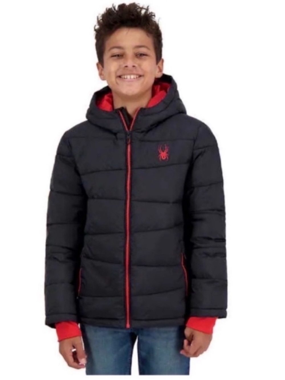 NWT Spyder Youth Boys Puffer Jacket BLACK - size XS (5/6) winter comfy cozy